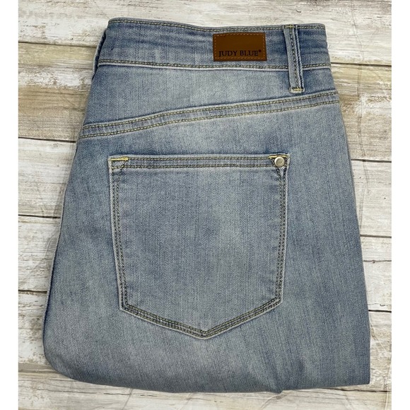 Judy Blue Denim - Judy Blue‎ Jeans Size 9/29 Light Wash High Rise Raw Hem Wide Leg Straight Fit